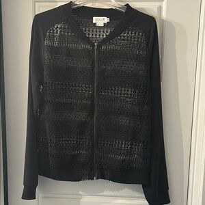 Molly Bracken Black Mesh/Crochet Bomber Style Jacket